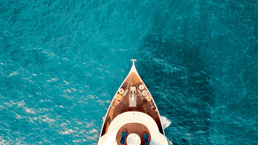 Custom marine vessel — aerial view